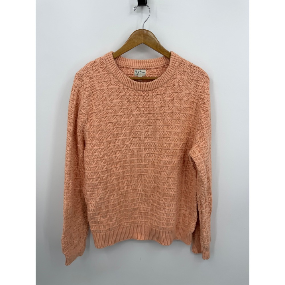 J.Crew Basketweave Textured Knit Sweater Mens Large Peach Cotton BG932 SU22